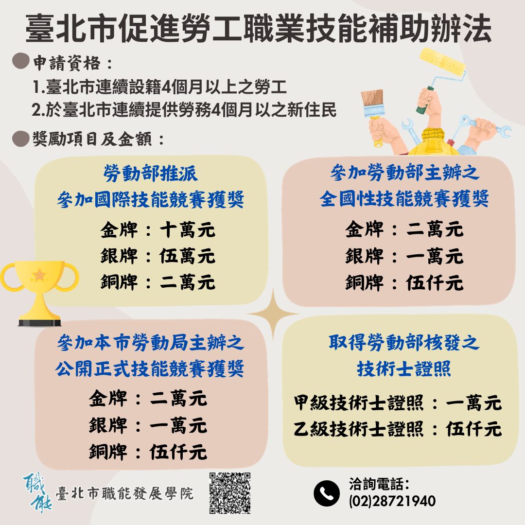 飛騰雙週報_臺北市促進勞工職業技能補助辦法